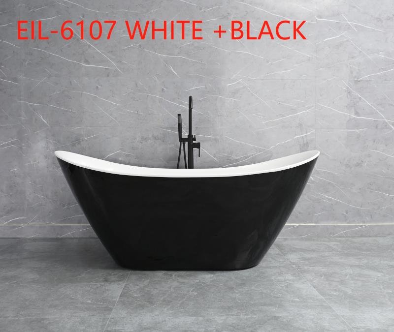 Black & White Double Slipper Boat Freestanding Bathtub