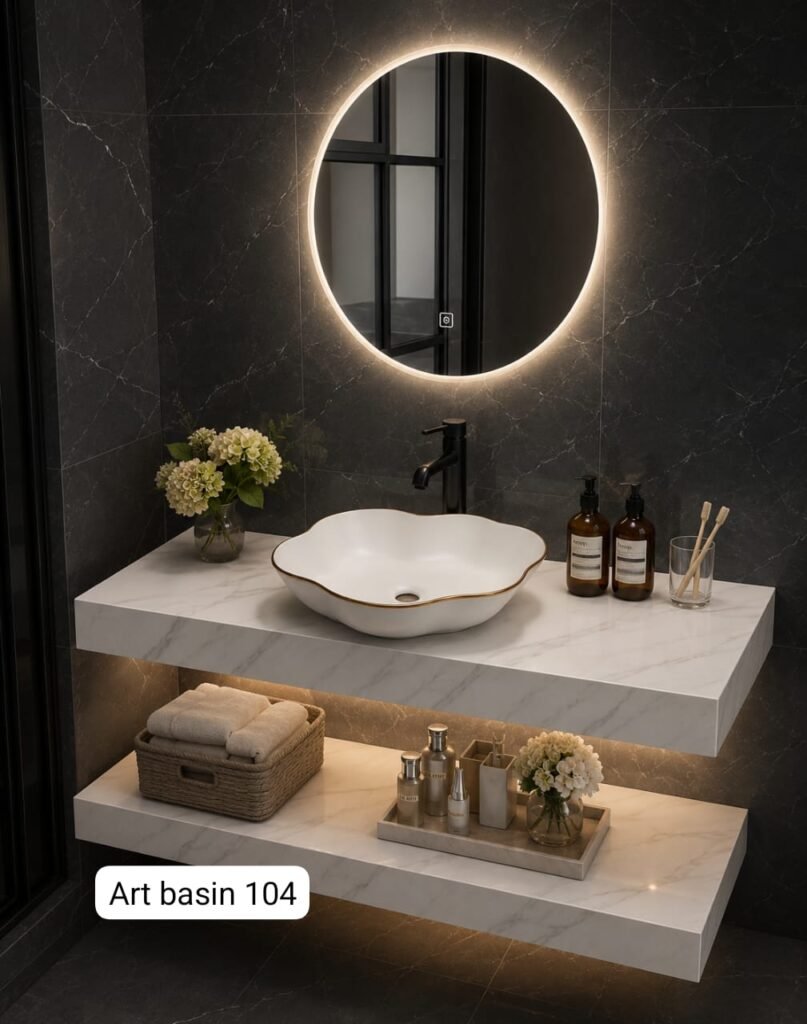 Flower shaped vessel countertop basin