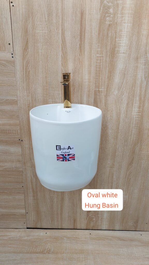Oval white hung basin