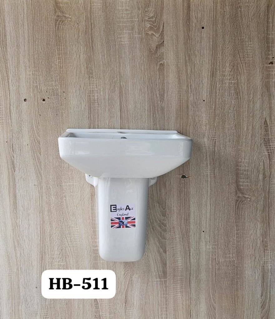 White wall hung basin with pedestal