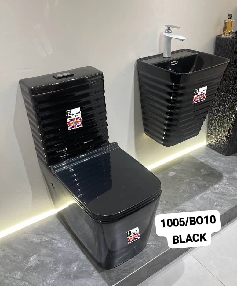 Blacked designed seat and tank with hung basin